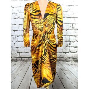 MARCIANO by GUESS Golden Sunset Animal Print Dress Bold Glamour Event Size 6